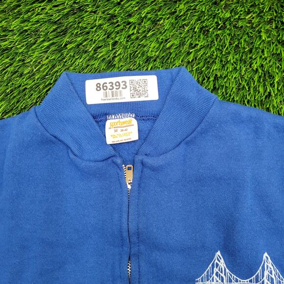 Vintage 80s San-Francisco Fleece Vest Medium 20x23 Cropped Blue - Picture 7 of 12